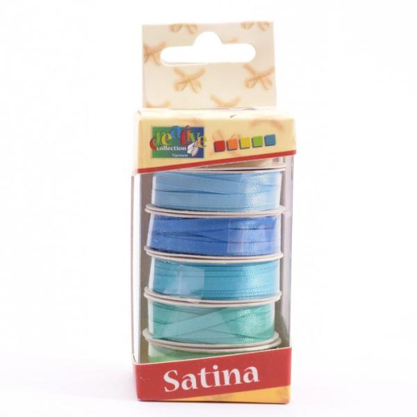 Vaessen Creative - Satinband Set "Babyblau" 3mm 6 Farben je 2m