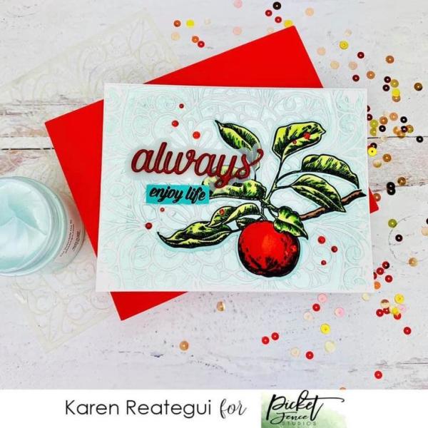 Picket Fence Studios Vintage Apple 4x4 Inch  Die (T-113D)