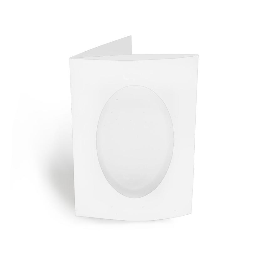 Passepartoutkarte oval 3-Fach DIN A6 in puderweiss