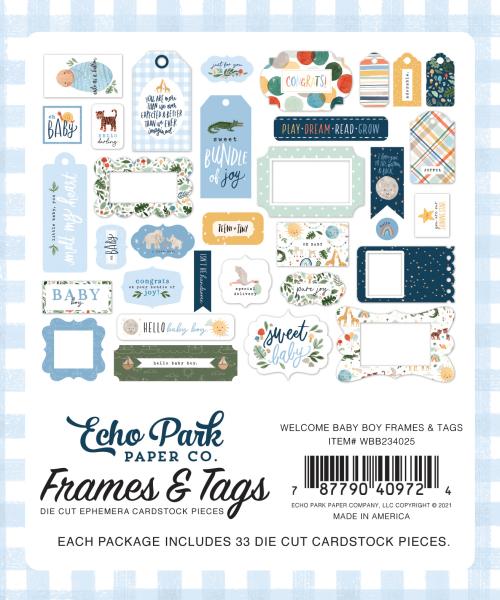 Echo Park "Welcome Baby Boy" Frames & Tags