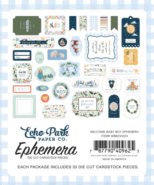 Echo Park "Welcome Baby Boy" Ephemera - Stanzteile