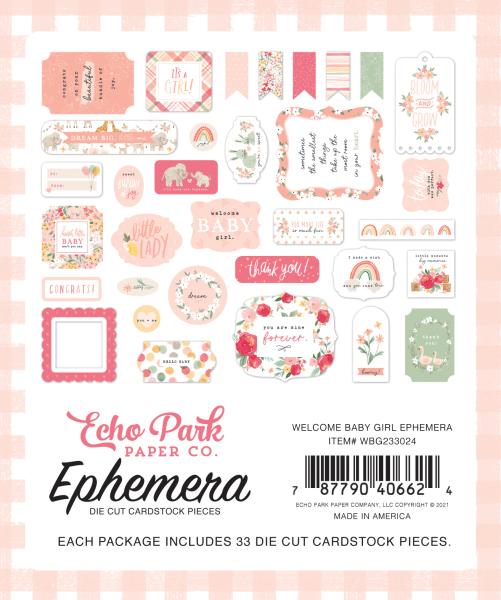 Echo Park "Welcome Baby Girl" Ephemera - Stanzteile