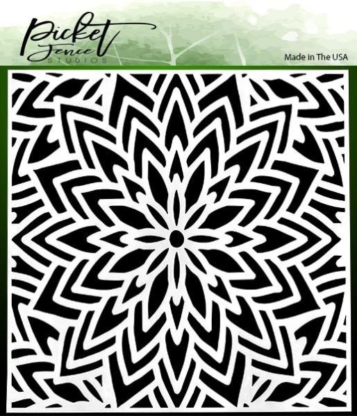 Picket Fence Studios Center Flower 6x6 Inch Stencil - Schablone