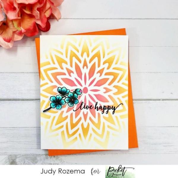 Picket Fence Studios Center Flower 6x6 Inch Stencil - Schablone