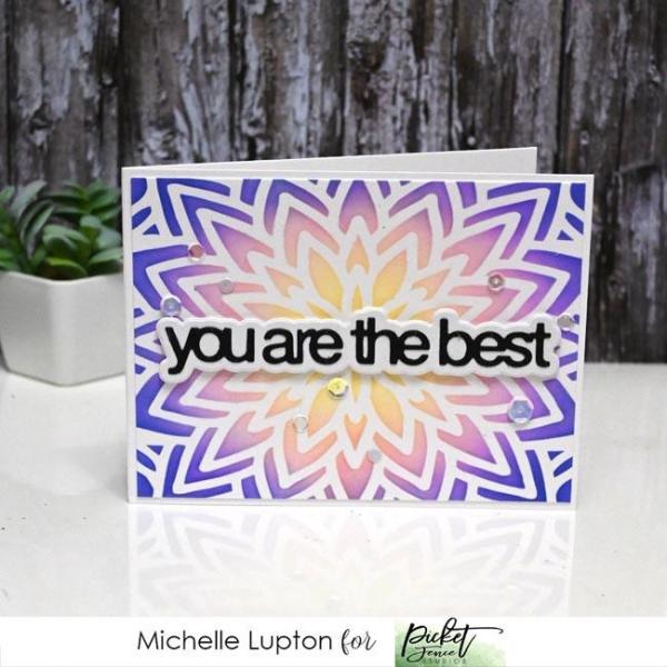 Picket Fence Studios Center Flower 6x6 Inch Stencil - Schablone
