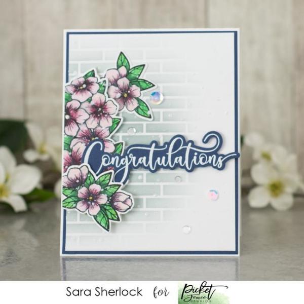 Picket Fence Studios English Brick Wall 6x6 Inch Stencil - Schablone