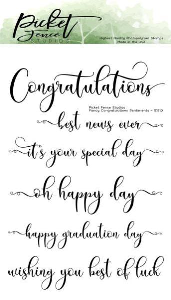 Picket Fence Studios Fancy Congratulations Sentiments 4x6 Inch Clear Stamps (S-181)