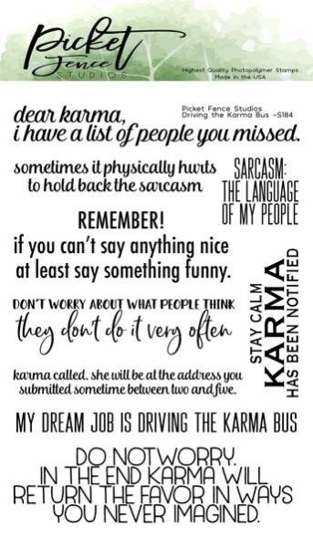 Picket Fence Studios Driving the Karma Bus 4x6 Inch Clear Stamps 