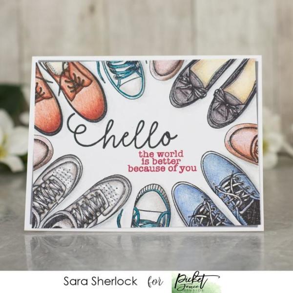 Picket Fence Studios Hello 6x6 Inch Clear Stamps 