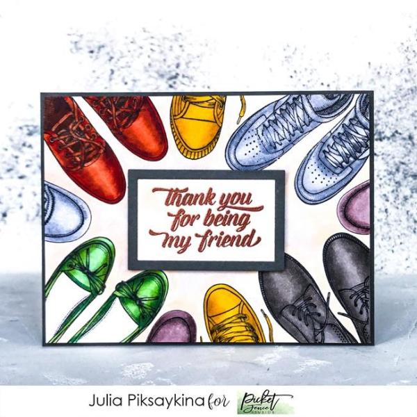 Picket Fence Studios Hello 6x6 Inch Clear Stamps 