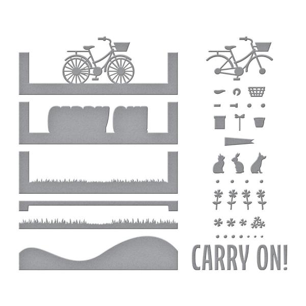 Spellbinders Die "Rolling Along Scene Etched" Stanzschablone