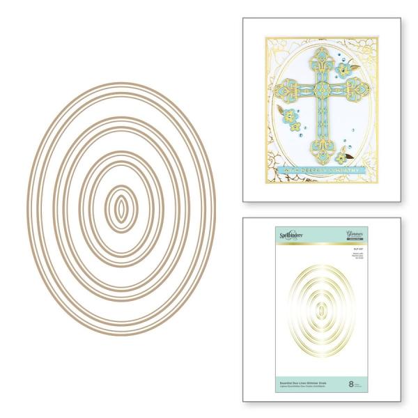 Spellbinders Hotfoil Plate - Essential Duo Lines Ovals Glimmer