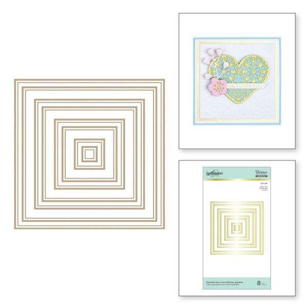 Spellbinders Hotfoil Plate - Essential Duo Lines Squares Glimmer