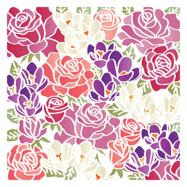 LDRS-Creative Bursting Bouquet Stencil 6x6