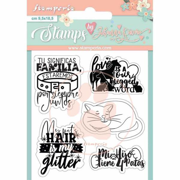 Stamperia Stempel "Circle of Love Cat and Labels" Clear Stamps