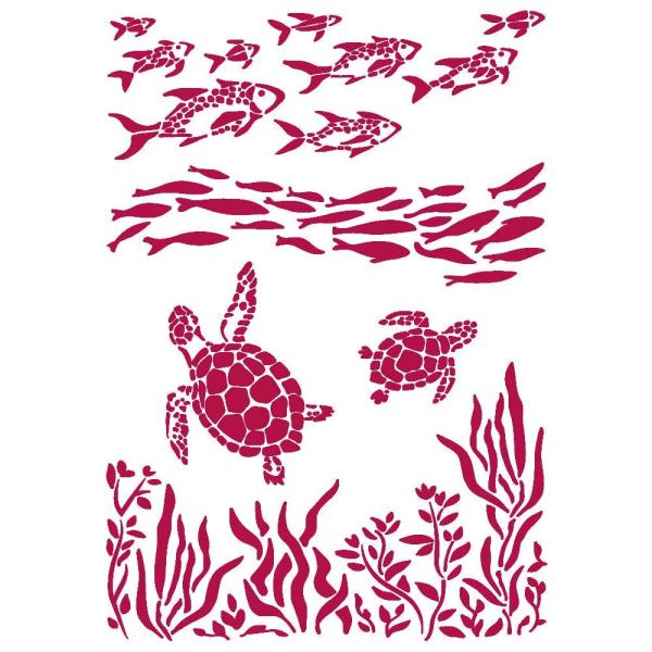 Stamperia Schablone - Stencil "Romantic Sea Dream Fish and Turtles" A4