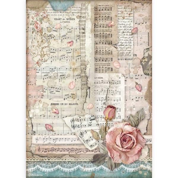 Stamperia "Passion Roses And Music" A4 Decoupage / Decopatch Papier 6 Bögen 