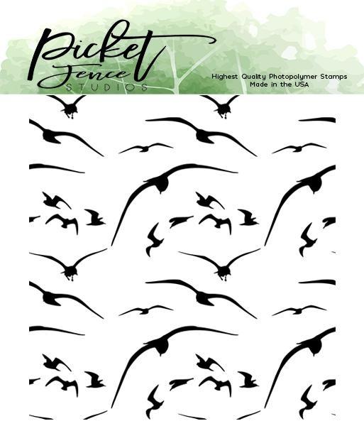 Picket Fence Studios Birds in Flight 4x4 Inch Clear Stamps 