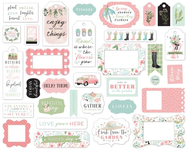 Carta Bella "Flower Garden" Ephemera Frames & Tags