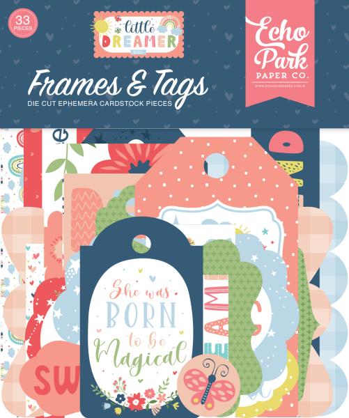 Echo Park "Little Dreamer Girl" Ephemera Frames & Tags