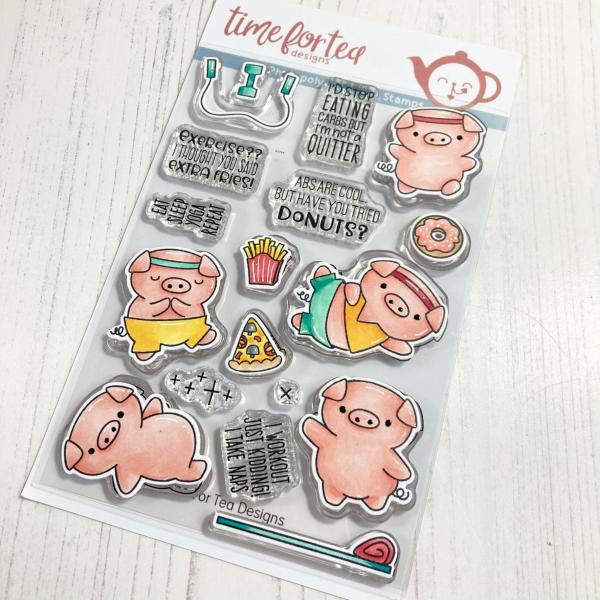 Time For Tea Clear Stamps Workout Pigs A6 