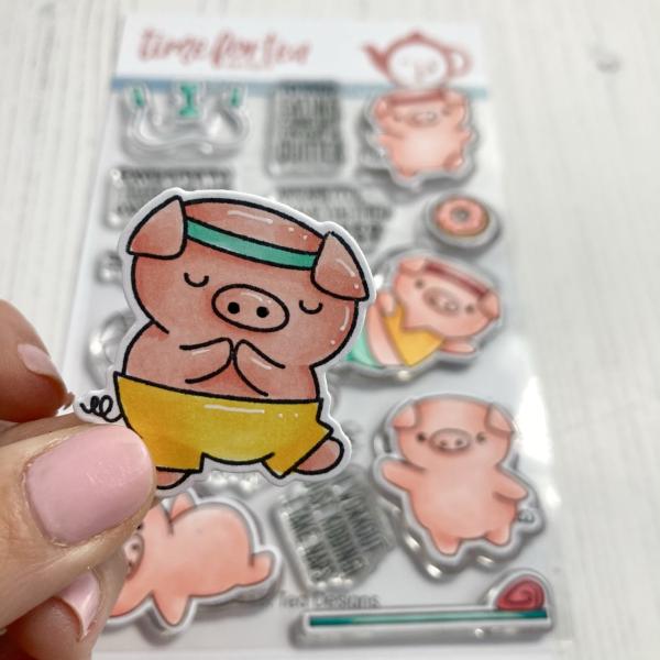Time For Tea Clear Stamps Workout Pigs A6 
