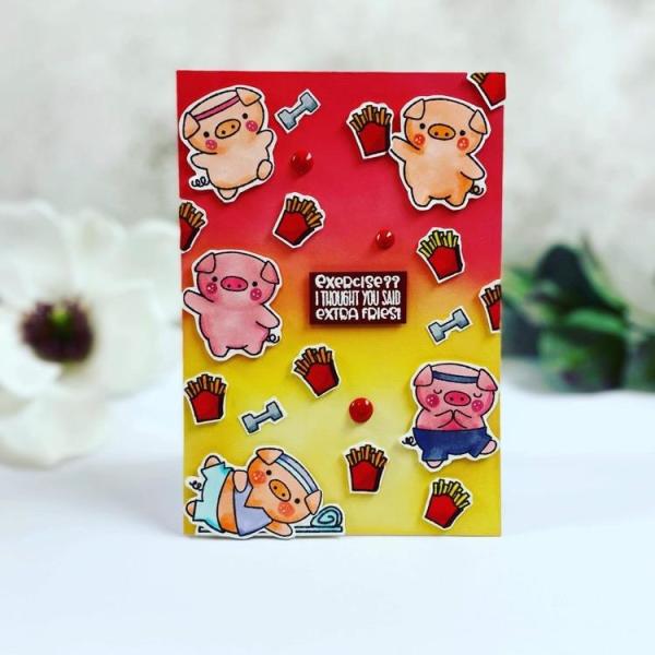 Time For Tea Clear Stamps Workout Pigs A6 