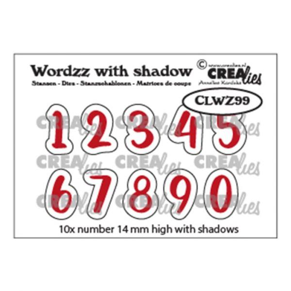 Crealies - Wordzz with shadow dies Numbers 