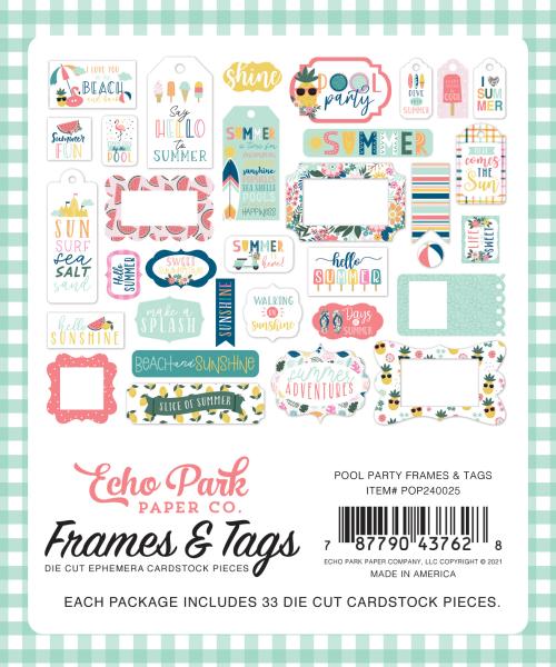 Echo Park "Pool Party" Ephemera Frames & Tags