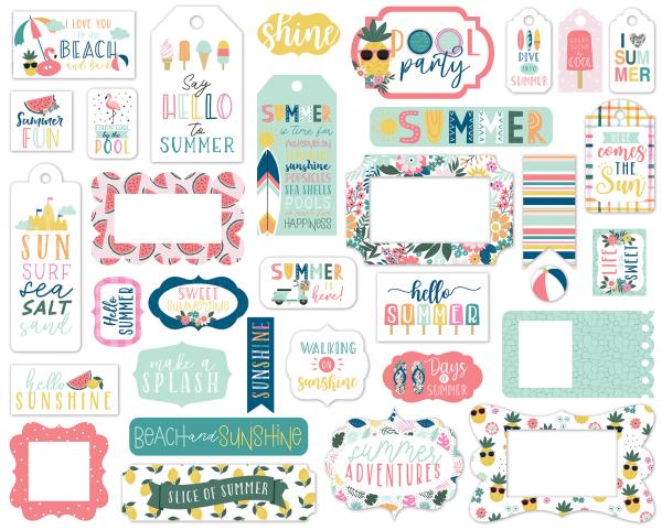 Echo Park "Pool Party" Ephemera Frames & Tags