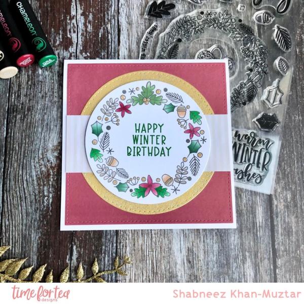 Time For Tea Clear Stamps Winter Wishes Wreath A5 