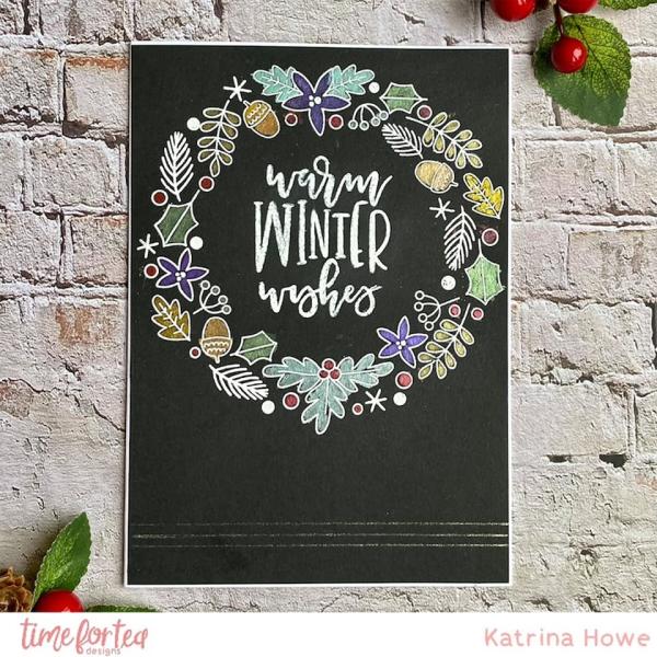 Time For Tea Clear Stamps Winter Wishes Wreath A5 