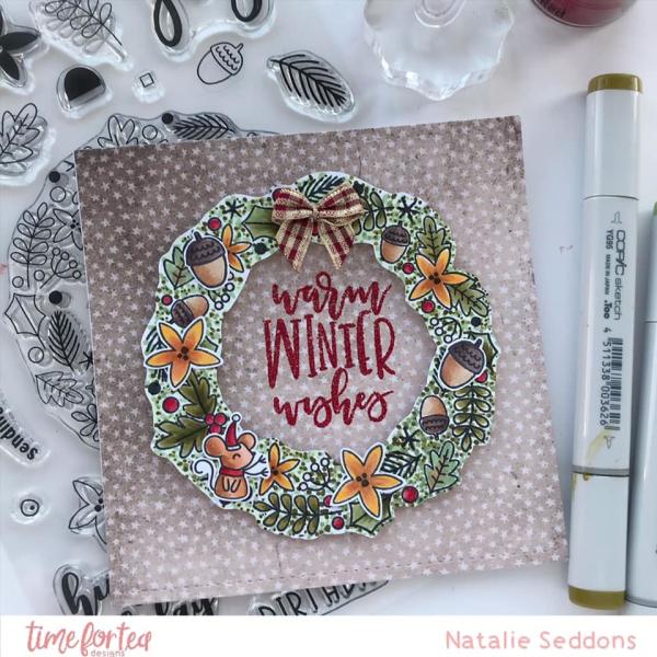 Time For Tea Clear Stamps Winter Wishes Wreath A5 