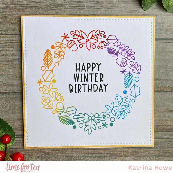 Time For Tea Clear Stamps Winter Wishes Wreath A5 