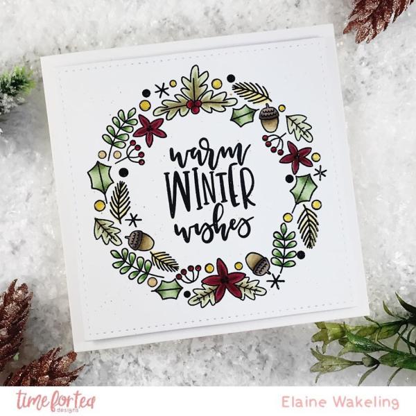 Time For Tea Clear Stamps Winter Wishes Wreath A5 