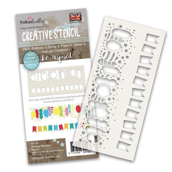 Polkadoodles Stencil Birthday Balloon - Schablone  (PD8139)