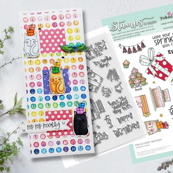 Polkadoodles Stempel "Sweet Birthday" Clear Stamp-Set