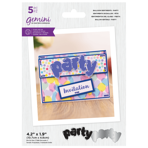 Gemini Balloon Sentiments Party Stamp & Die  -Stempel & Stanze - 