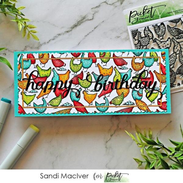 Picket Fence Studios Slim Line Happy Birthday Word  Die (SDCS-115)