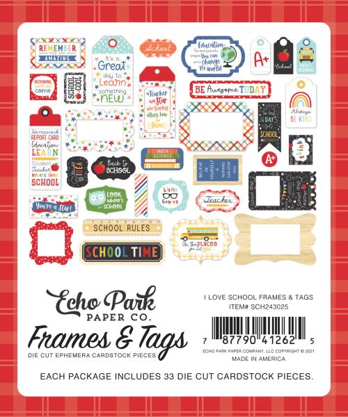 Echo Park "I Love School" Ephemera Frames & Tags