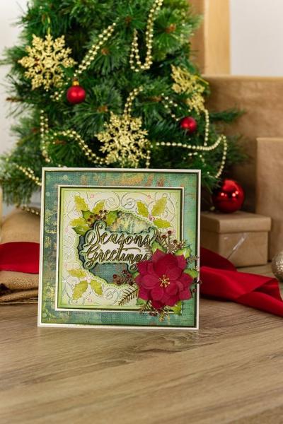 Crafters Companion -Vintage Christmas Elegant Holly  Cut & Emboss - Prägefolder