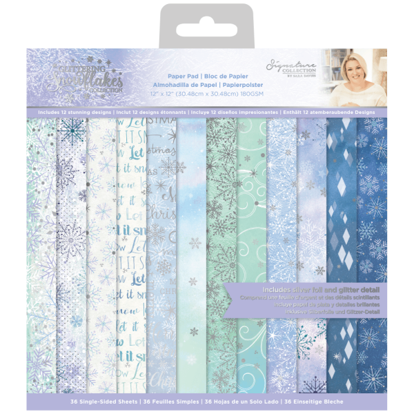 Crafters Companion - Glittering Snowflakes - 12" Paper Pack