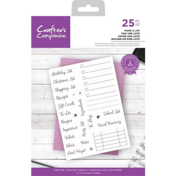Crafters Companion - Make a List - Clear Stamps