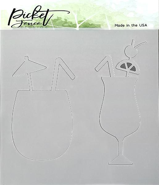 Picket Fence Studios Tropical Drinks 6x6 Inch Stencil - Schablone