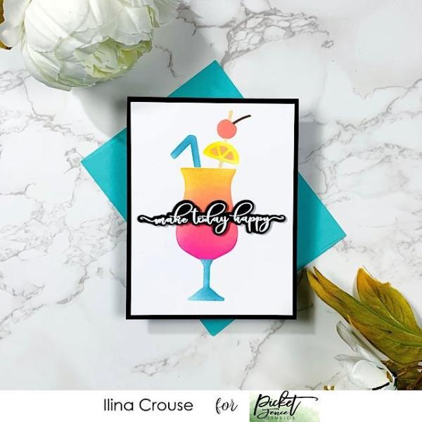 Picket Fence Studios Tropical Drinks 6x6 Inch Stencil - Schablone
