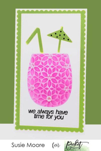 Picket Fence Studios Tropical Drinks 6x6 Inch Stencil - Schablone
