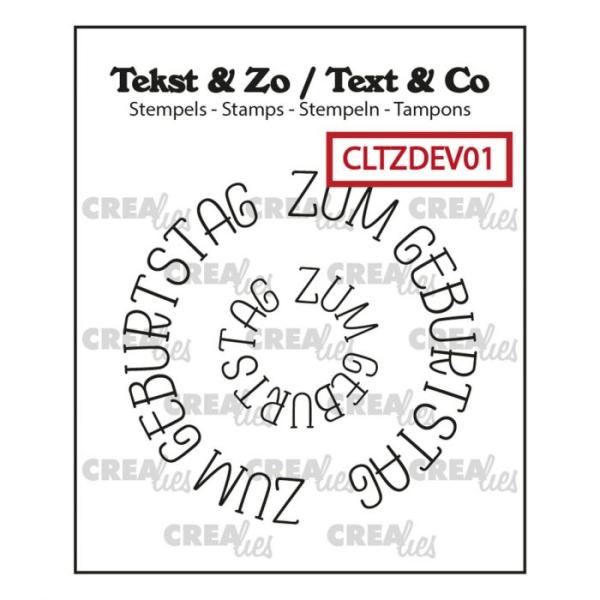 Crealies - Text - Deutscher Textstempel Zum Geburtstag Kreis 