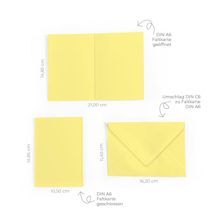 Faltkarte DIN A6 mit Briefumschlag DIN C6 in gelb