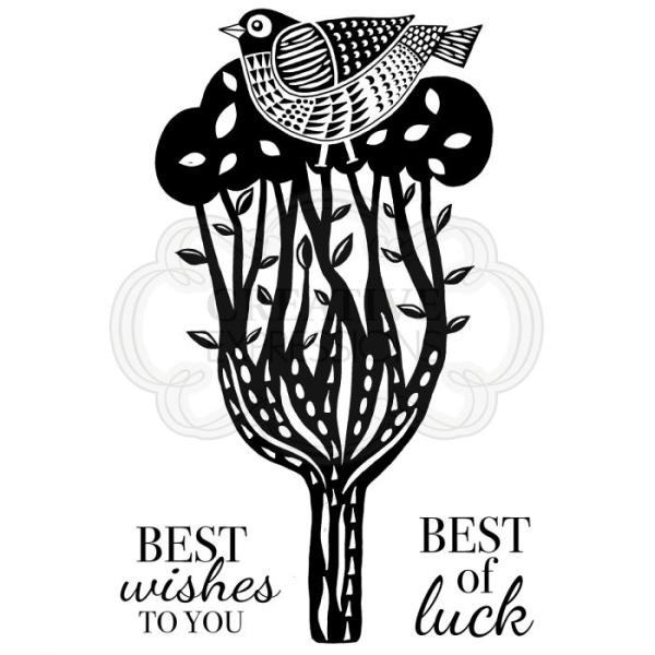 Woodware Set Lino Cut - Perching Bird Clear Stamps - Stempel 