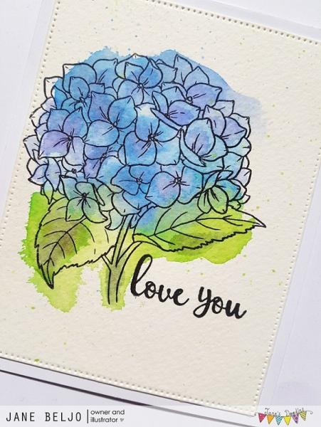 Janes Doodles "Hydrangea" Clear Stamp - Stempelset
